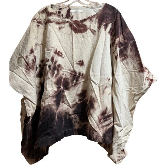UZI One Size Brown and Tan Tie Dye Caftan Blouse Box Top - Picture 1 of 7